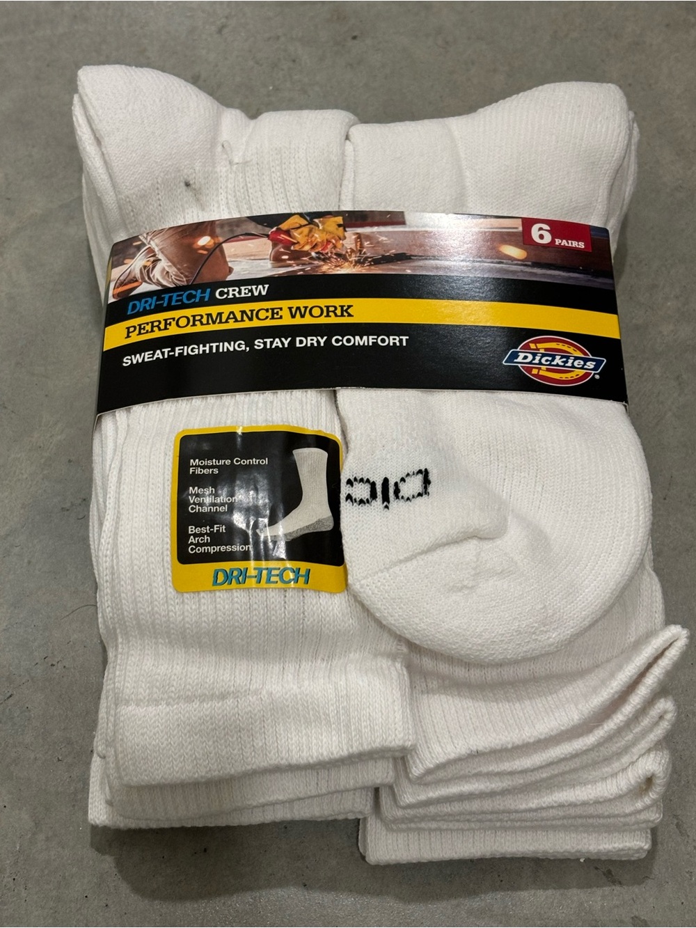 Dickies White Crew Athletic Socks - 6 Pack